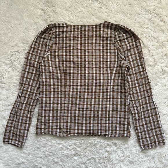 Madewell Shirt Westover Top Button Front in Sandown Plaid Weathered Olive 6 - Picture 5 of 12